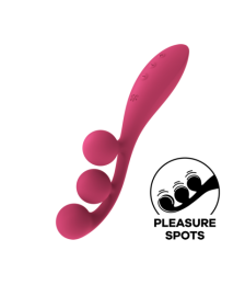 Vibromasseur triple stimulation flexible, anal, vaginale, clitoridienne Tri Ball rouge USB Satisfyer - CC597817